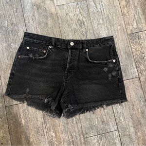 We The Free Black Jean Shorts Distressed Frayed Hem